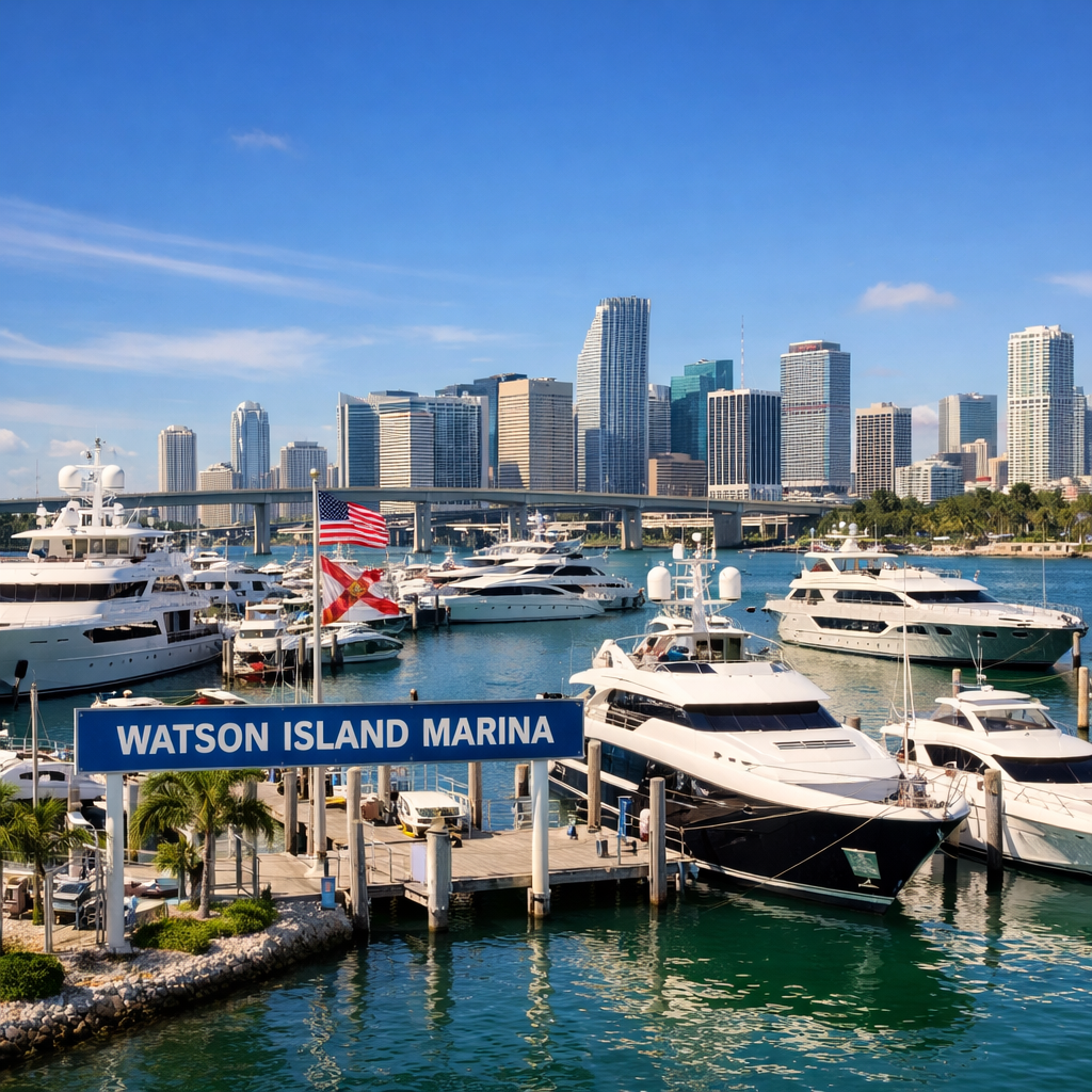 watson island marina with yachts