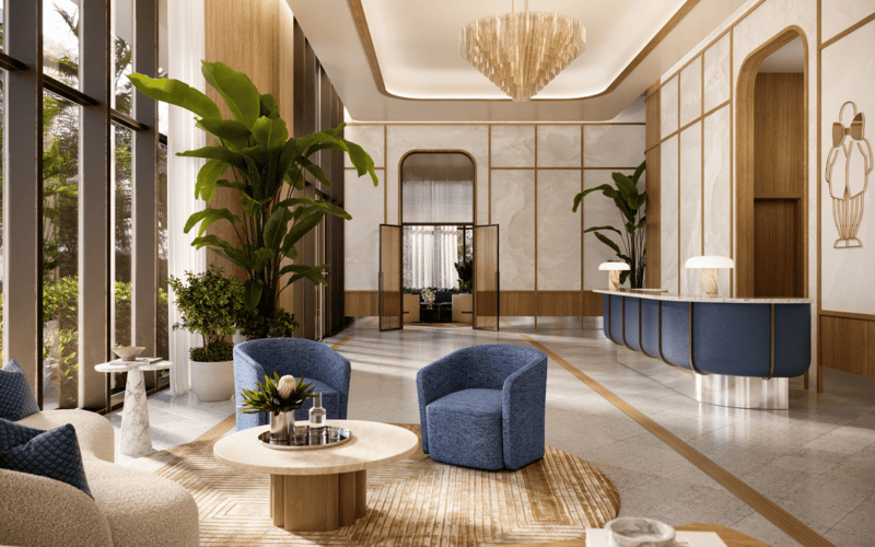 Mr. C Hotel & Residences exterior rendering — 27-story tower in downtown West Palm Beach