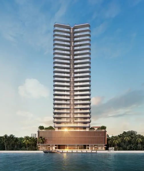 Sage Intracoastal Residences exterior rendering — boutique tower on the Intracoastal Waterway